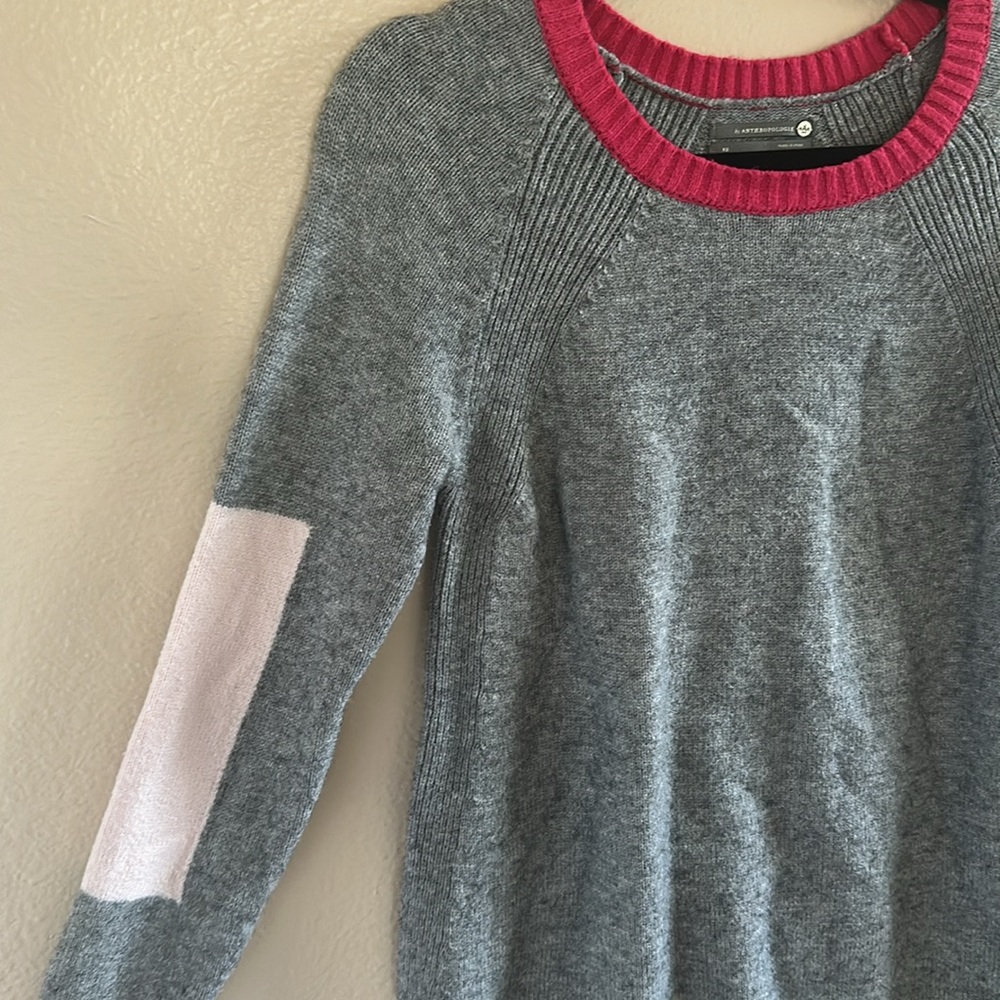 Anthropologie Rebekah Gray and Pink Colorblock Sweater Tunic - Picture 4 of 9